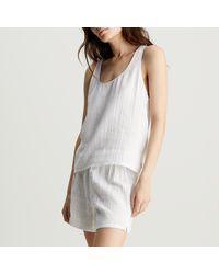 Calvin Klein - Textured Cotton-gauze Sleeveless Short Set - Lyst