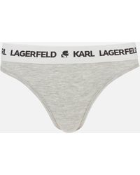 Karl Lagerfeld Logo Thong - Grey