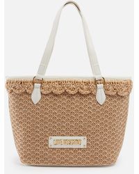 Love Moschino - Summer Love Raffia And Faux Leather Tote Bag - Lyst
