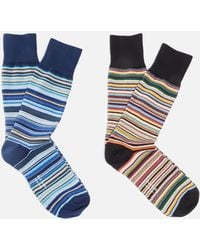 Paul Smith - Stripe 2 Pack Cotton-blend Socks - Lyst