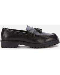 Walk London Sean Leather Tassel Loafers - Black