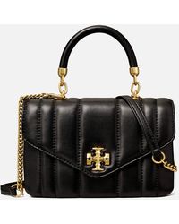 Tory Burch Kira Medium Quilted Leather Tote Bag in Black | Lyst
