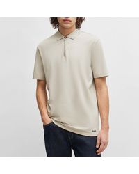 HUGO - Dekok233 Zip Cotton-blend Polo Shirt - Lyst