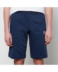 EA7 Logo Series French Terry Shorts - Blue