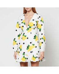 Never Fully Dressed - Lemon Cha Cha Printed Cotton-poplin Mini Dress - Lyst