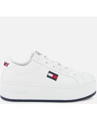 tommy jeans canvas logo flatform trainers