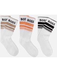 BOSS - Three-pack Jacquard Logo Cotton-blend Socks - Lyst