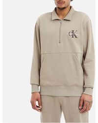 Calvin Klein - Quarter Zip Organic Cotton-blend Sweatshirt - Lyst