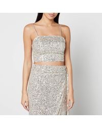 Never Fully Dressed - Bustier Sequined Woven Crop Top - Lyst