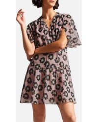 Ted Baker - Lucieey Floral Print Chiffon Dress - Lyst