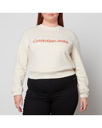 Calvin Klein - Plus Logo Embroidery Cotton-jersey Sweatshirt - Lyst