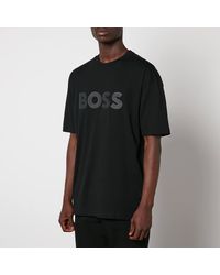 BOSS - Lotus Cotton-jersey T-shirt - Lyst