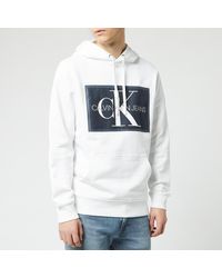 Calvin Klein Mono Box Logo Hoodie - White