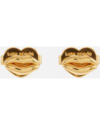 Kate Spade - Mini Lip Gold-tone Stud Earrings - Lyst