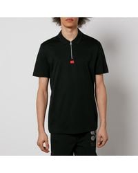 HUGO - Deresom241 Cotton-jersey Quarter-zip T-shirt - Lyst