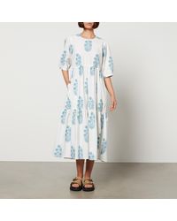 SZ Blockprints - Gaia Floral-print Cotton-poplin Dress - Lyst