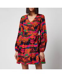 Never Fully Dressed Disco Groove Wrap Dress - Red