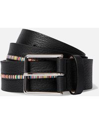 Paul Smith - Stripe Detail Grained Leather Belt - Lyst