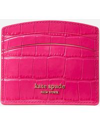 Kate Spade Spencer Croc Card Holder - Pink