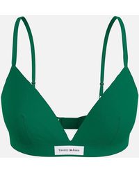 Tommy Hilfiger Unlined Recycled Cotton-jersey Triangle Bra - Green