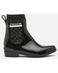 COACH Rivington Signature Knit Rain Boots - Black