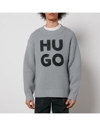 HUGO - Stackar Cable-knit Wool-blend Jumper - Lyst