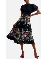 Ted Baker - Maulina Floral-print Stretch-woven Midi Dress - Lyst