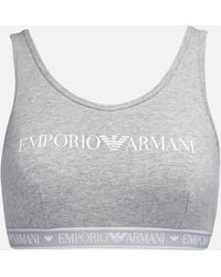Emporio Armani - Iconic Logoband Stretch-cotton Bralette - Lyst