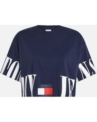 Tommy Hilfiger Oversized Crop Cotton T-Shirt - Blau