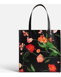 Ted Baker - Flircon Logo-embroidered Floral-print Large Faux-leather Tote - Lyst