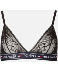 tommy hilfiger authentic lace triangle bralette in black