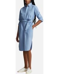 Polo Ralph Lauren - Long Sleeve Cotton-Poplin Shirt Dress - Lyst