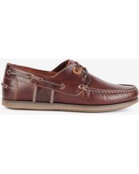 Barbour - Wake Logo-debossed Leather Boat Shoes - Lyst