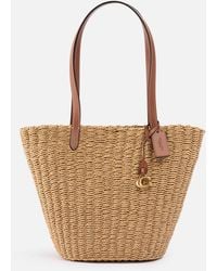 COACH - Straw Small Tote Bag - Lyst