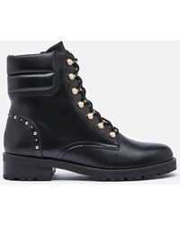 dune risky black leather buckle ankle boot