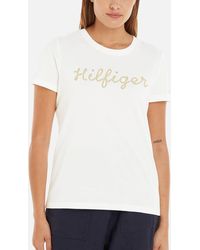 Tommy Hilfiger - Regular Gold Logo Cotton T-shirt - Lyst