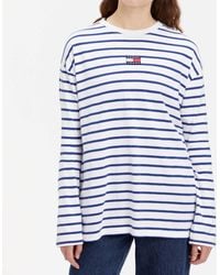 Tommy Hilfiger - Over Badge Striped Cotton-jersey Top - Lyst