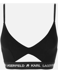 Karl Lagerfeld Synthetic Logo Thong in Black Womens Clothing Lingerie Knickers and underwear 