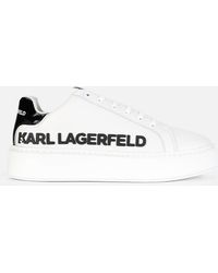 Karl Lagerfeld Maxi Cup Leather Flatform Sneakers - White
