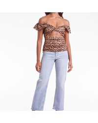 Never Fully Dressed - Twist-front Leopard-print Satin Top - Lyst