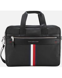 Mens Bags Briefcases and laptop bags Tommy Hilfiger Repeat Flag Slim Computer Bag in Black for Men 