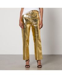 Amy Lynn - Lupe Textured Faux Leather Straight-leg Trousers - Lyst