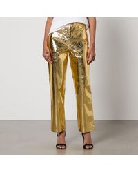 Amy Lynn - Lupe Textured Faux Leather Straight-Leg Trousers - Lyst