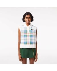 Lacoste - Checked Cotton Polo Shirt - Lyst