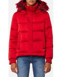 red guess puffer jacket women's