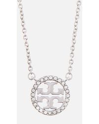 Tory Burch - Crystal Logo Delicate Necklace - Lyst