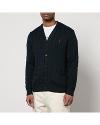 Polo Ralph Lauren - Roving Cable-Knit Cotton Cardigan - Lyst