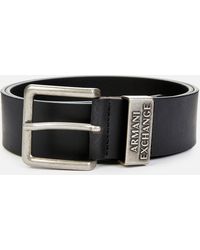 Armani Exchange - Metal Buckle Leather Belt - Lyst