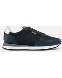 BOSS - Kai Canvas and Faux Leather Runner Trainers - Lyst
