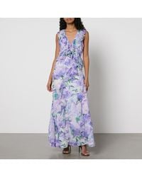 Hope & Ivy - Breslin Floral-print Chiffon Frill Maxi Dress - Lyst